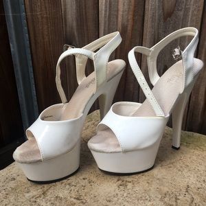 White pleaser heels